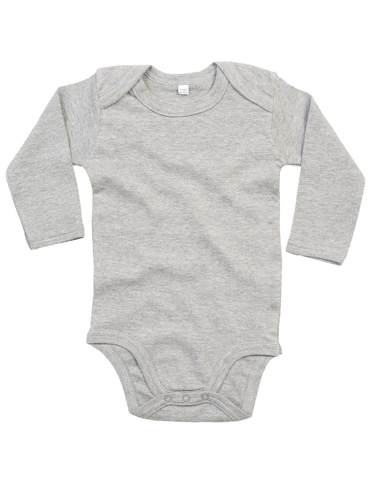 Organic Baby Long Sleeve Bodysuit Babybekleidung – Babybugz – Farbe heather grey melange – individuell veredelbar