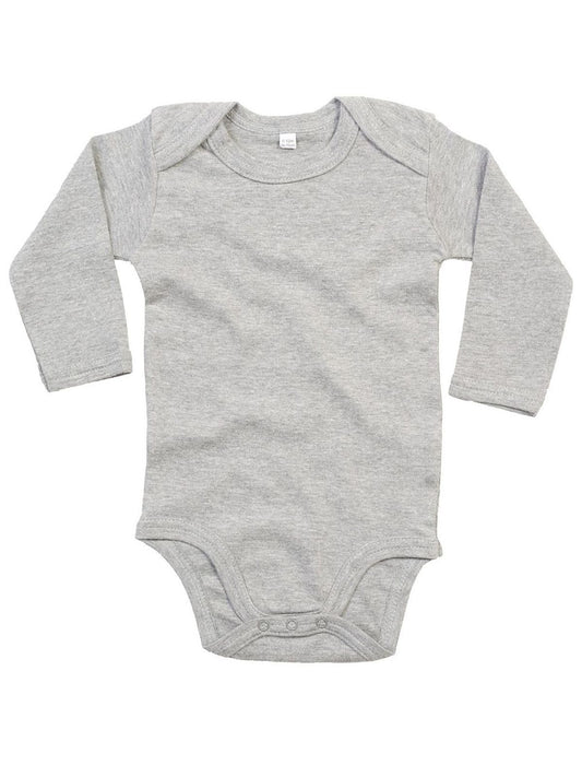 Organic Baby Long Sleeve Bodysuit Babybekleidung – Babybugz – Farbe heather grey melange – individuell veredelbar
