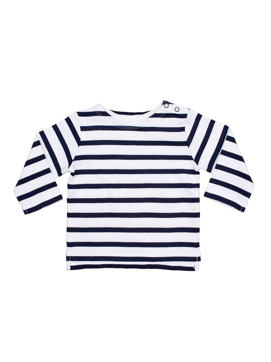 Baby Breton Top Kinder Babybekleidung – Babybugz – Farbe white/navy – individuell veredelbar