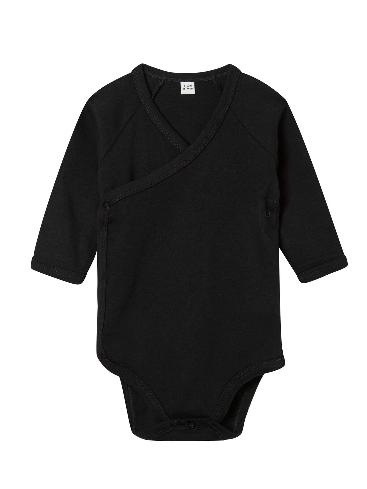 Baby Long Sleeve Kimono Bodysuit Babybekleidung – Babybugz – Farbe Schwarz – individuell veredelbar