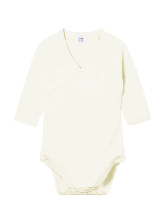 Baby Long Sleeve Kimono Bodysuit Babybekleidung – Babybugz – Farbe organic natural – individuell veredelbar