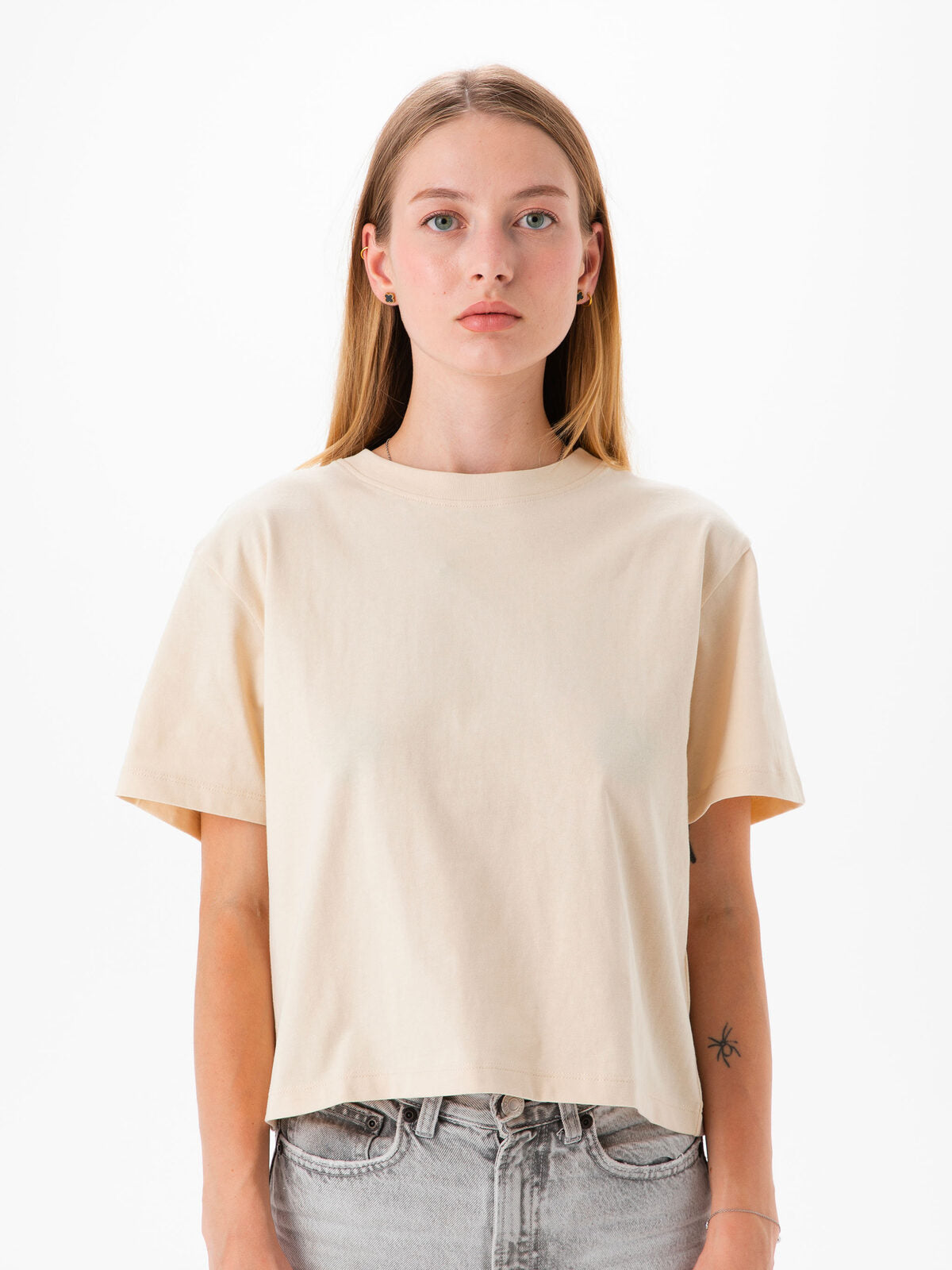 Cropped Heavy T Damen T-Shirt – Mantis – Farbe Natur – individuell veredelbar