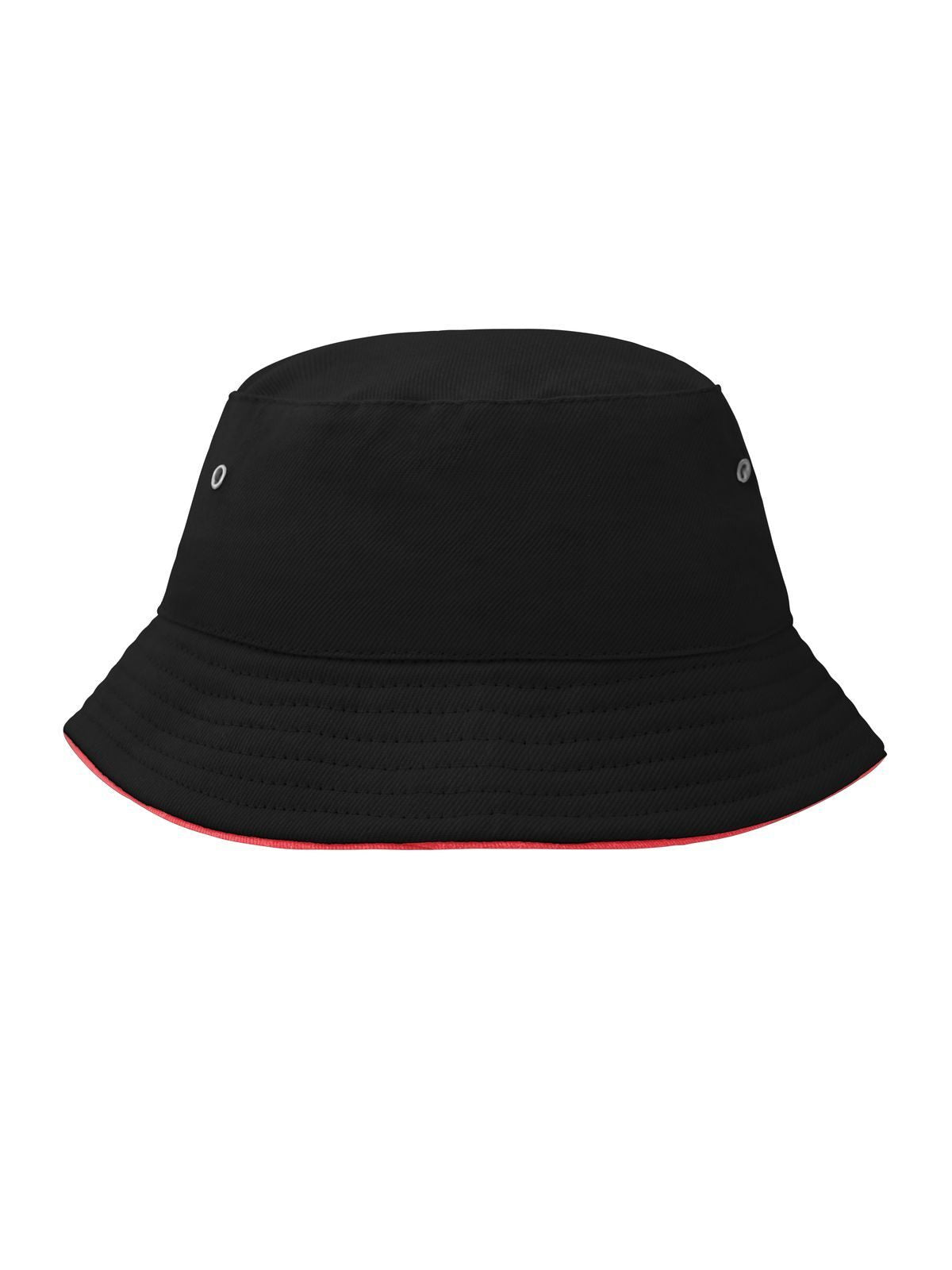 Bucket Hats Fisherman Piping Hat for Kids Schwarz/Rot bestickbar und bedruckbar – LA1970