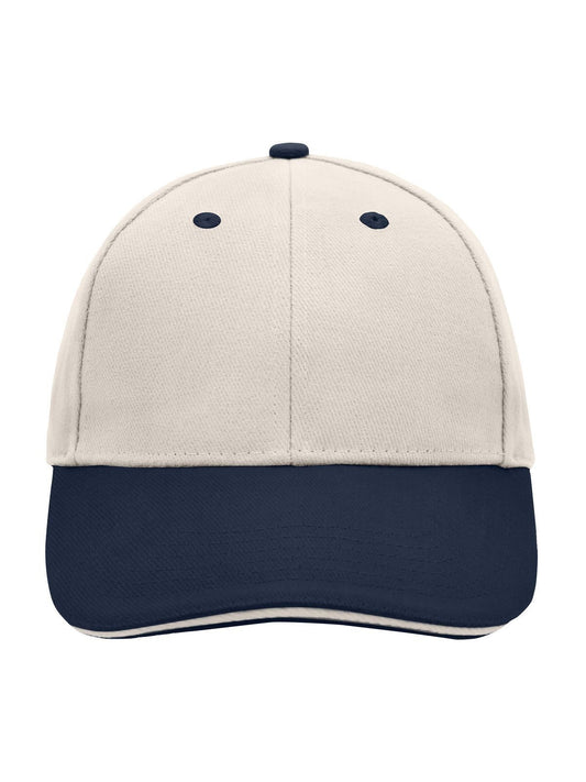 Baseball Caps 6 Panel Sandwich Cap beige/Marineblau/beige bestickbar und bedruckbar – LA1970