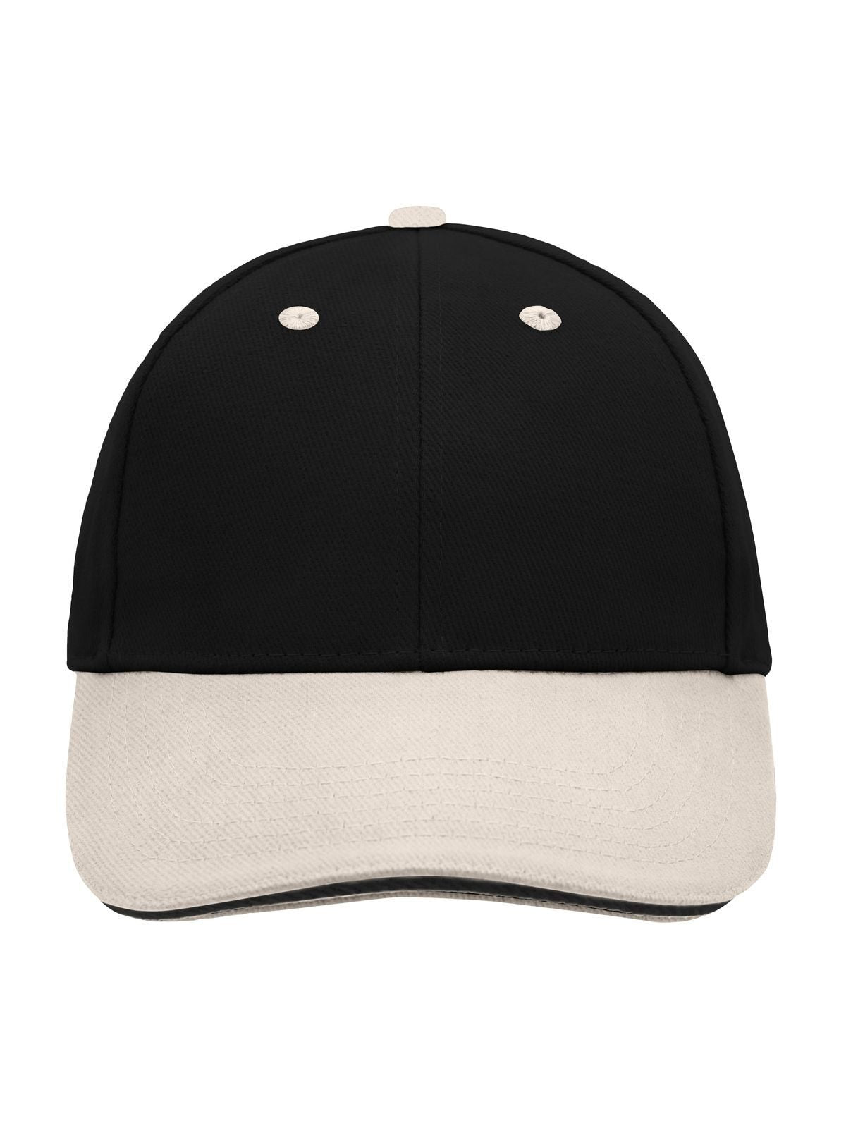 Baseball Caps 6 Panel Sandwich Cap Schwarz/beige/Schwarz bestickbar und bedruckbar – LA1970