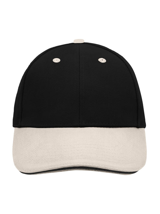 Baseball Caps 6 Panel Sandwich Cap Schwarz/beige/Schwarz bestickbar und bedruckbar – LA1970