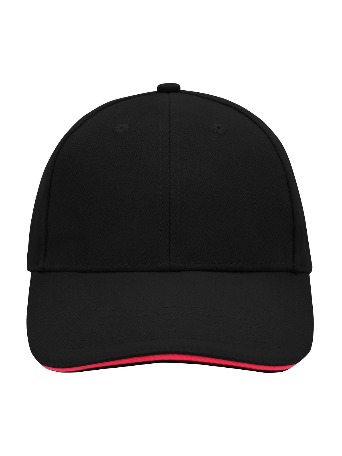 Baseball Caps 6 Panel Sandwich Cap Schwarz/Rot bestickbar und bedruckbar – LA1970