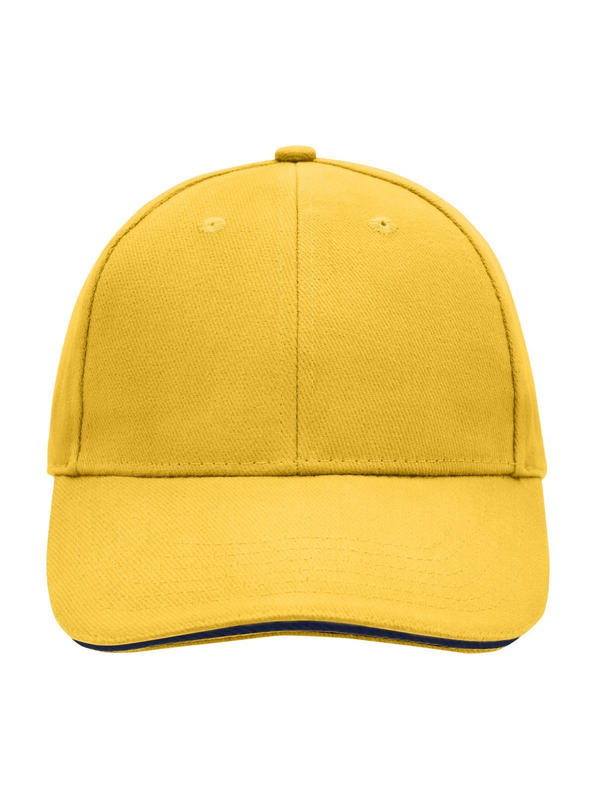 Baseball Caps 6 Panel Sandwich Cap gold-yellow/Marineblau bestickbar und bedruckbar – LA1970