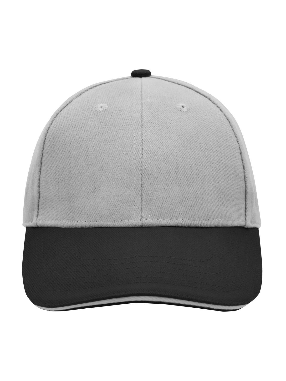 Baseball Caps 6 Panel Sandwich Cap light-Grau/Schwarz/light-Grau bestickbar und bedruckbar – LA1970