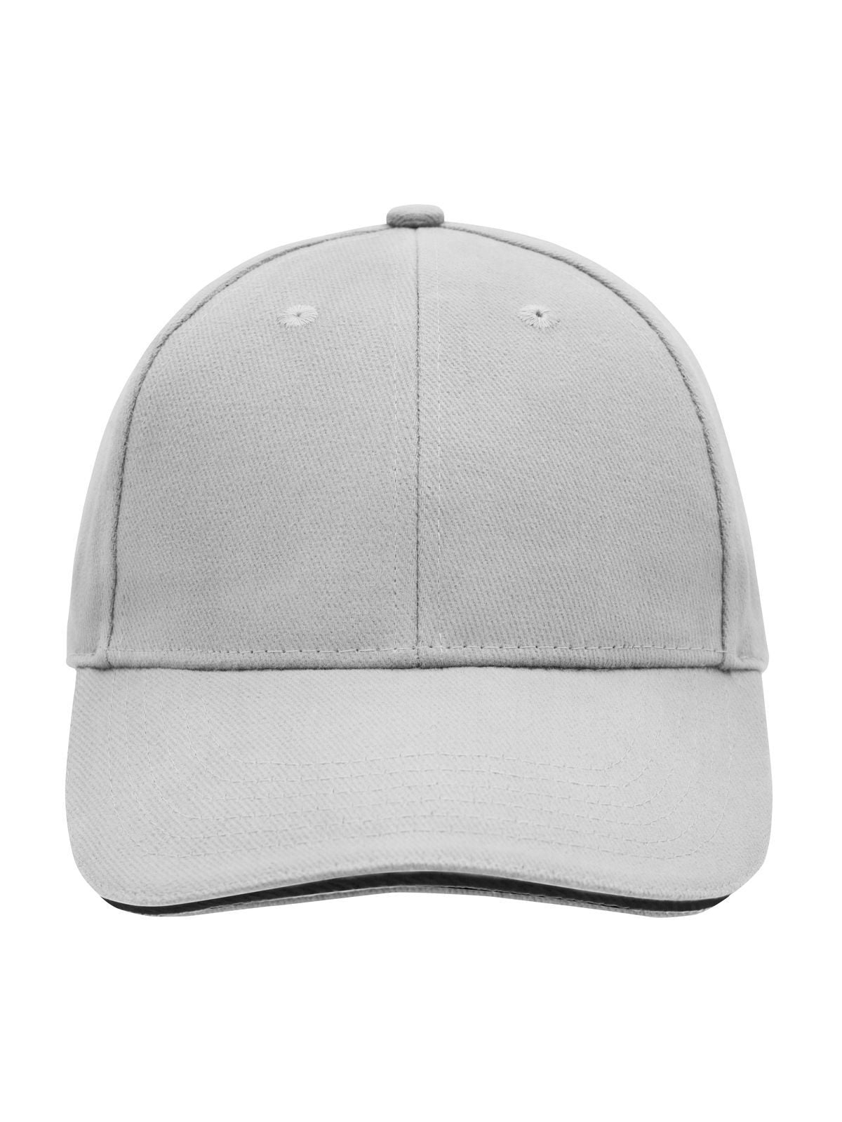 Baseball Caps 6 Panel Sandwich Cap light-Grau/Schwarz bestickbar und bedruckbar – LA1970