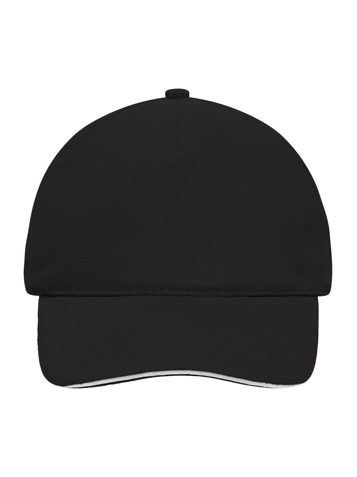 Baseball Caps 5 Panel Sandwich Cap Schwarz/Weiß bestickbar und bedruckbar – LA1970