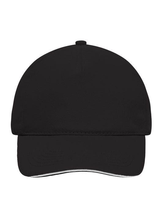 Baseball Caps 5 Panel Sandwich Cap Schwarz/Weiß bestickbar und bedruckbar – LA1970