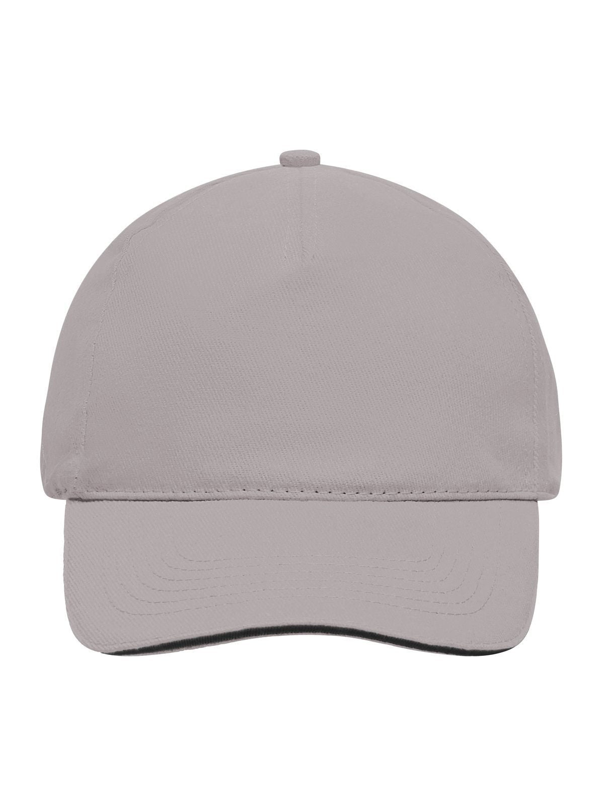 Baseball Caps 5 Panel Sandwich Cap light-Grau/Schwarz bestickbar und bedruckbar – LA1970