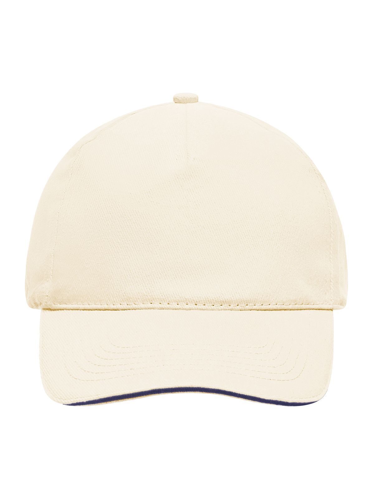 Baseball Caps 5 Panel Sandwich Cap natural/Marineblau bestickbar und bedruckbar – LA1970