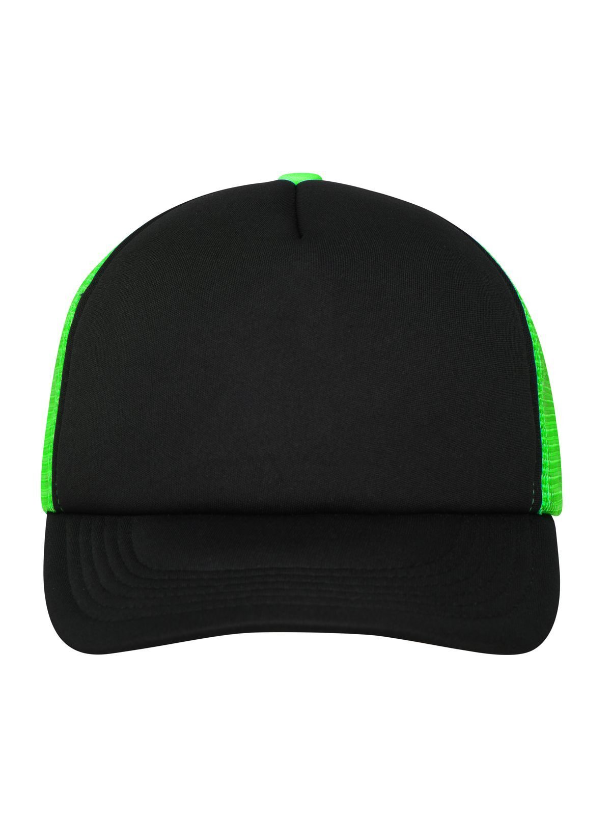 Trucker Caps 5 Panel Polyester Mesh Cap Schwarz/neon-green bestickbar und bedruckbar – LA1970