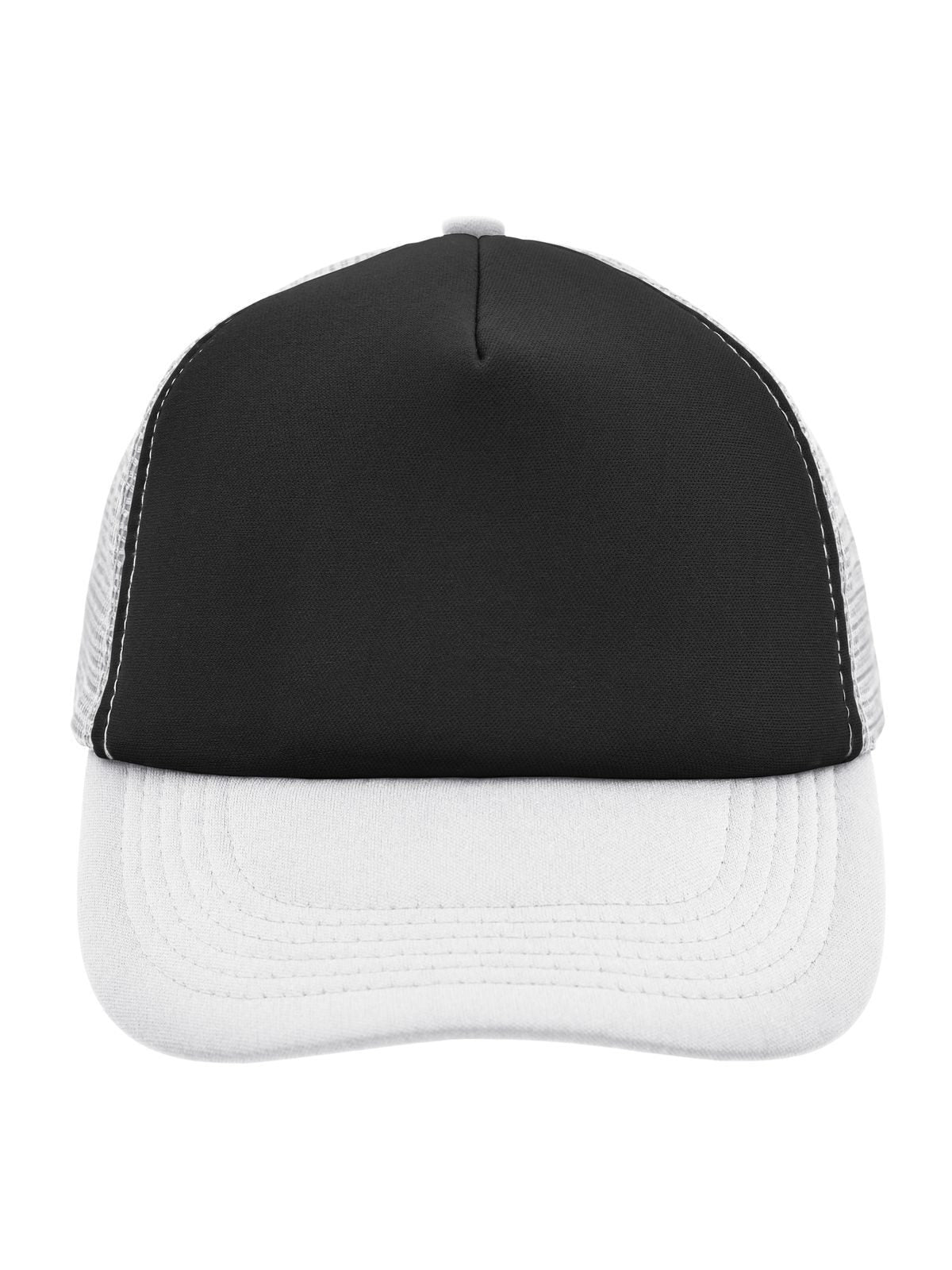 Trucker Caps 5 Panel Polyester Mesh Cap Schwarz/Weiß bestickbar und bedruckbar – LA1970