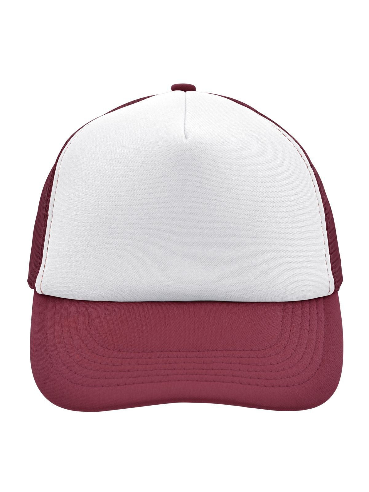 Trucker Caps 5 Panel Polyester Mesh Cap Weiß/burgundy bestickbar und bedruckbar – LA1970
