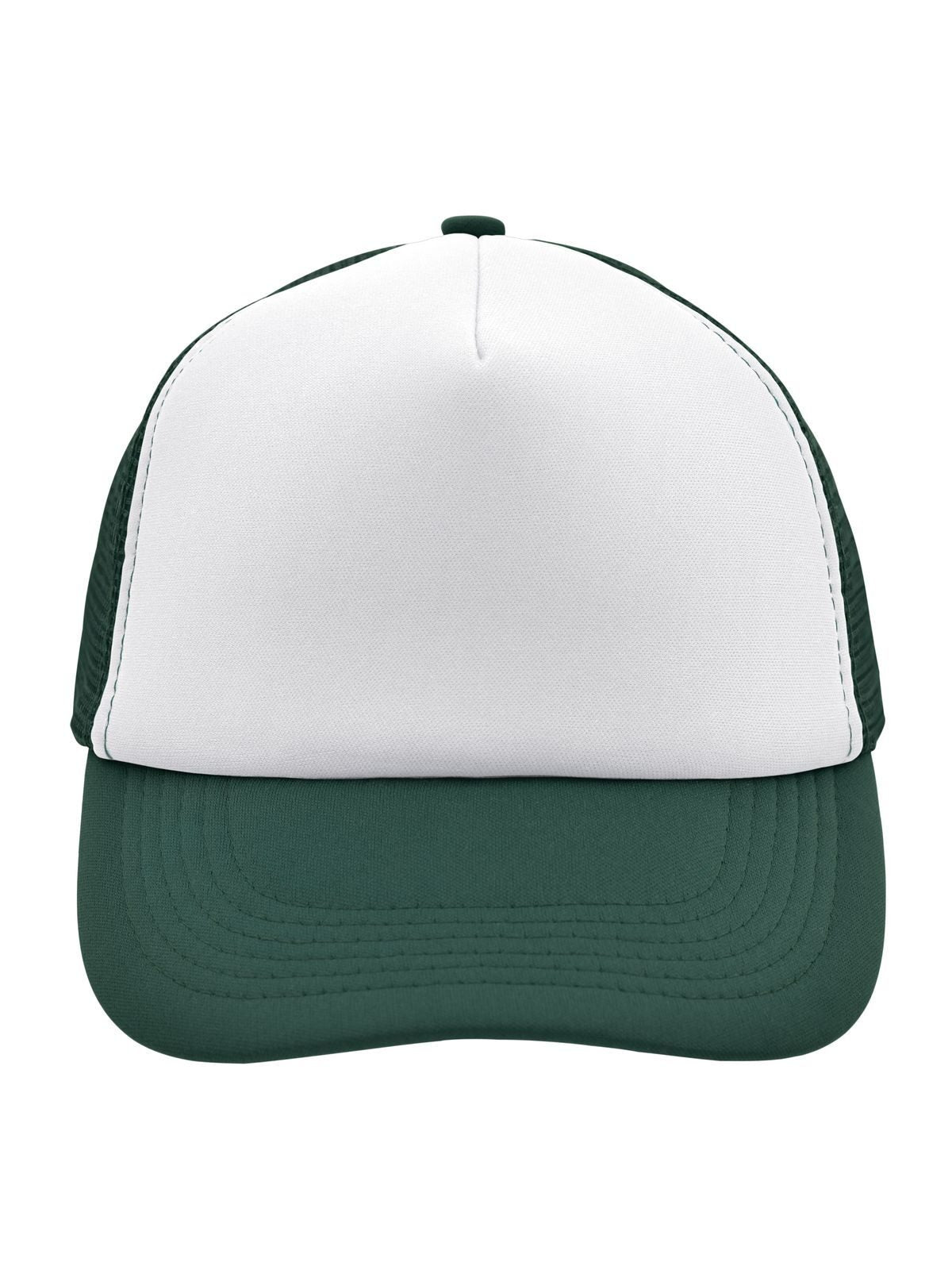Trucker Caps 5 Panel Polyester Mesh Cap Weiß/dark-green bestickbar und bedruckbar – LA1970