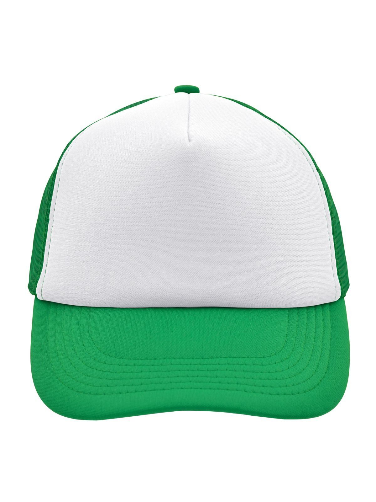 Trucker Caps 5 Panel Polyester Mesh Cap Weiß/fern-green bestickbar und bedruckbar – LA1970