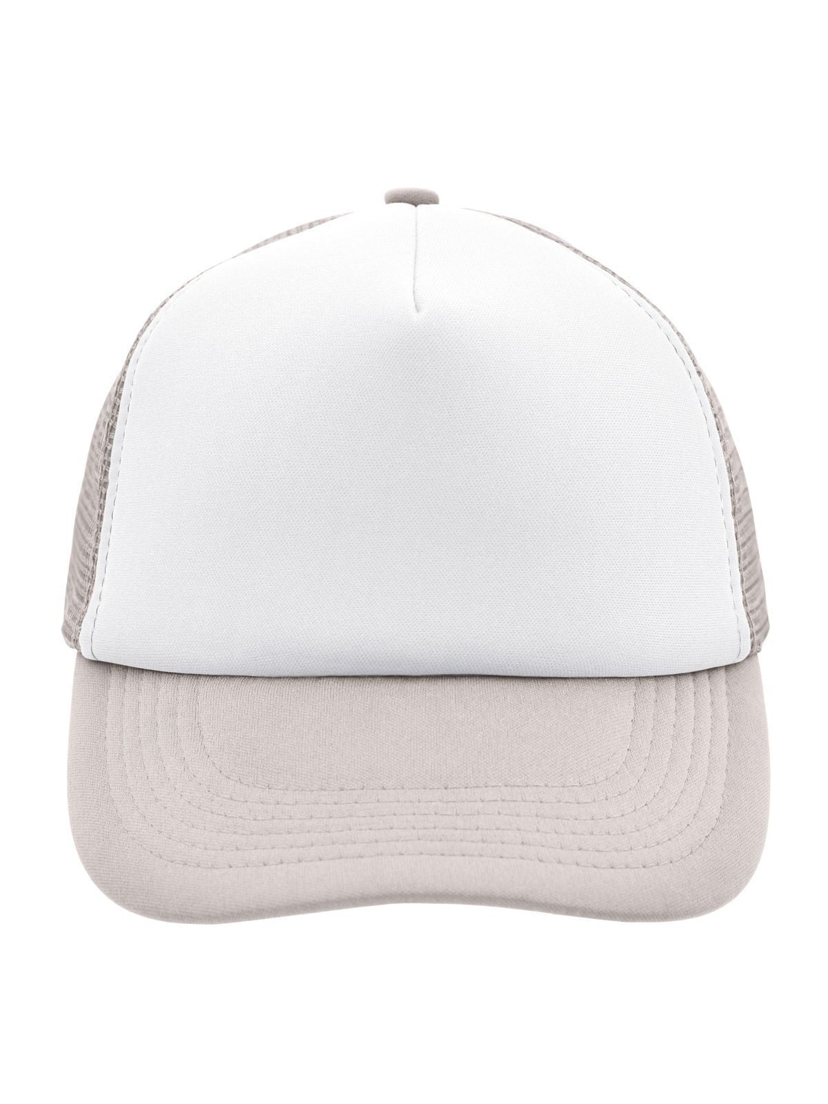 Trucker Caps 5 Panel Polyester Mesh Cap Weiß/light-Grau bestickbar und bedruckbar – LA1970