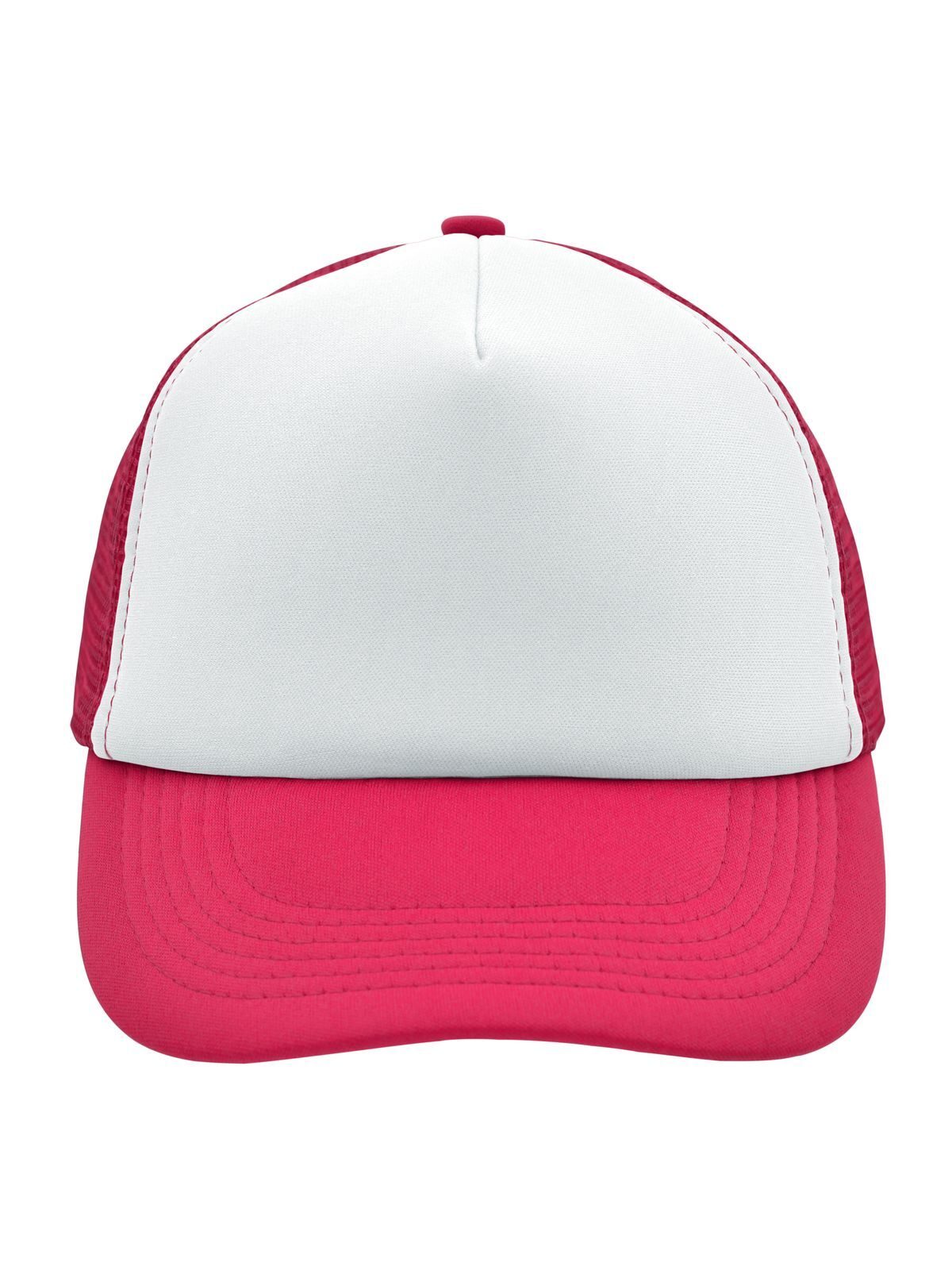 Trucker Caps 5 Panel Polyester Mesh Cap Weiß/magenta bestickbar und bedruckbar – LA1970
