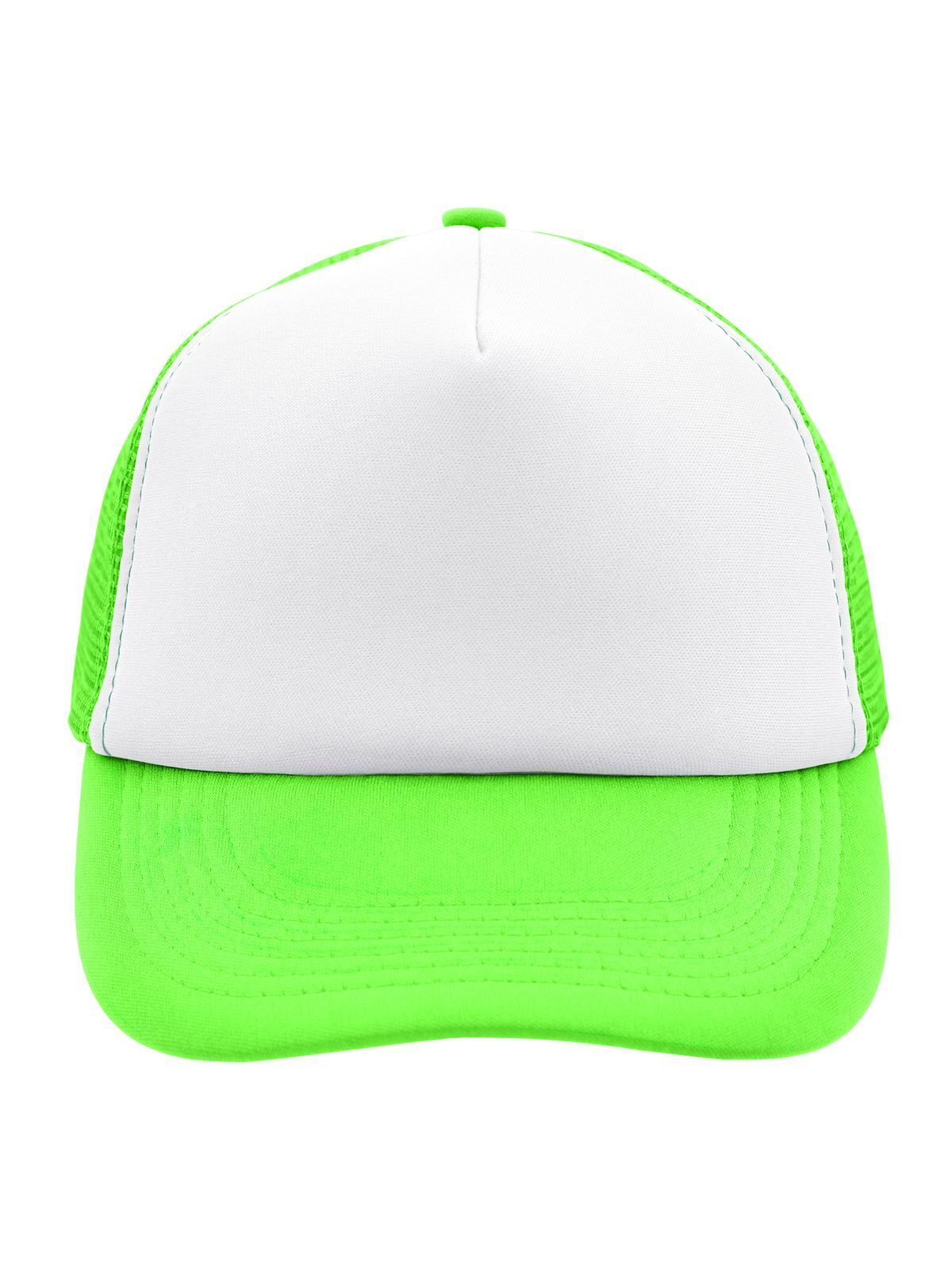 Trucker Caps 5 Panel Polyester Mesh Cap Weiß/neon-green bestickbar und bedruckbar – LA1970