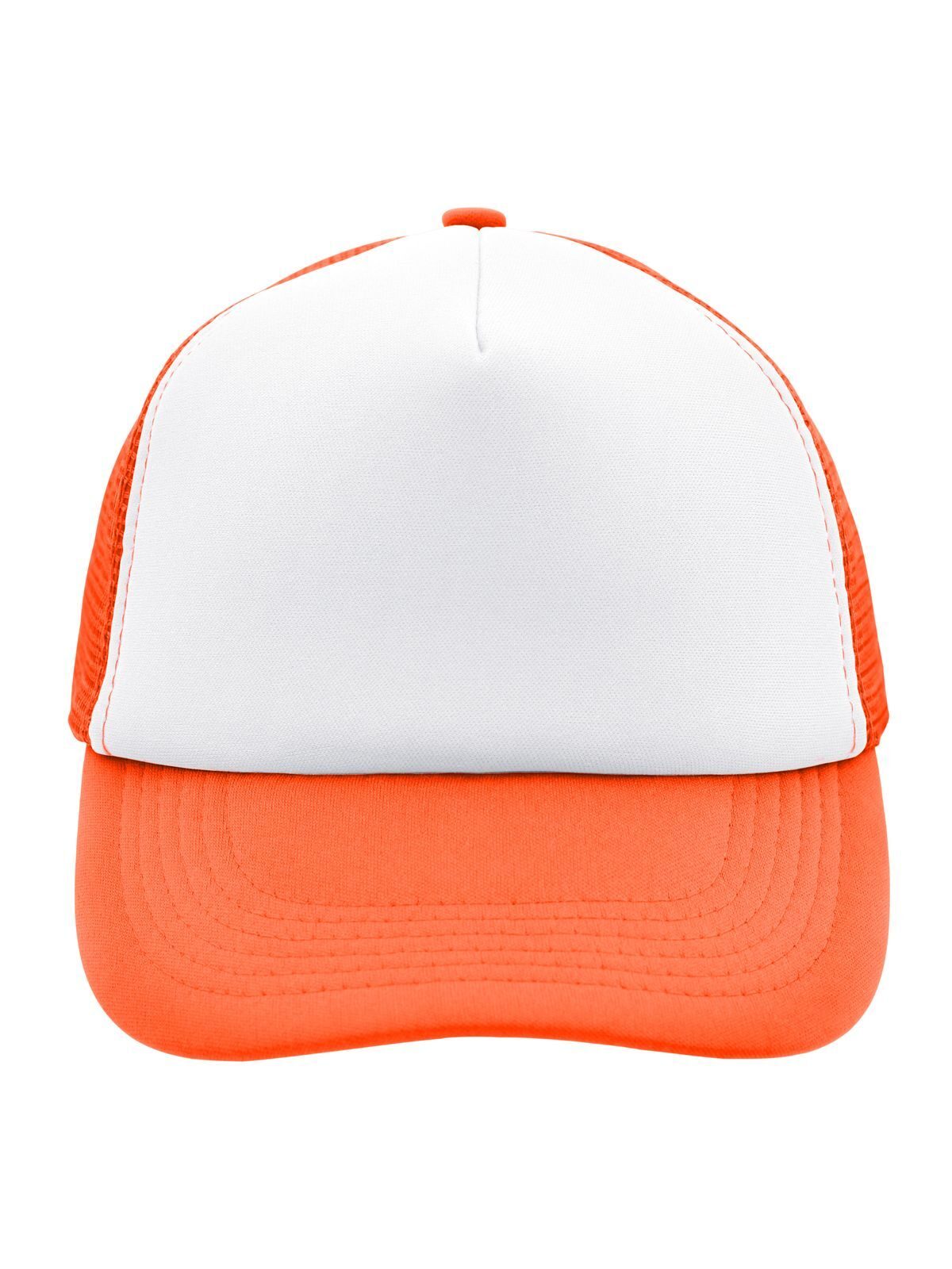 Trucker Caps 5 Panel Polyester Mesh Cap Weiß/neon-orange bestickbar und bedruckbar – LA1970