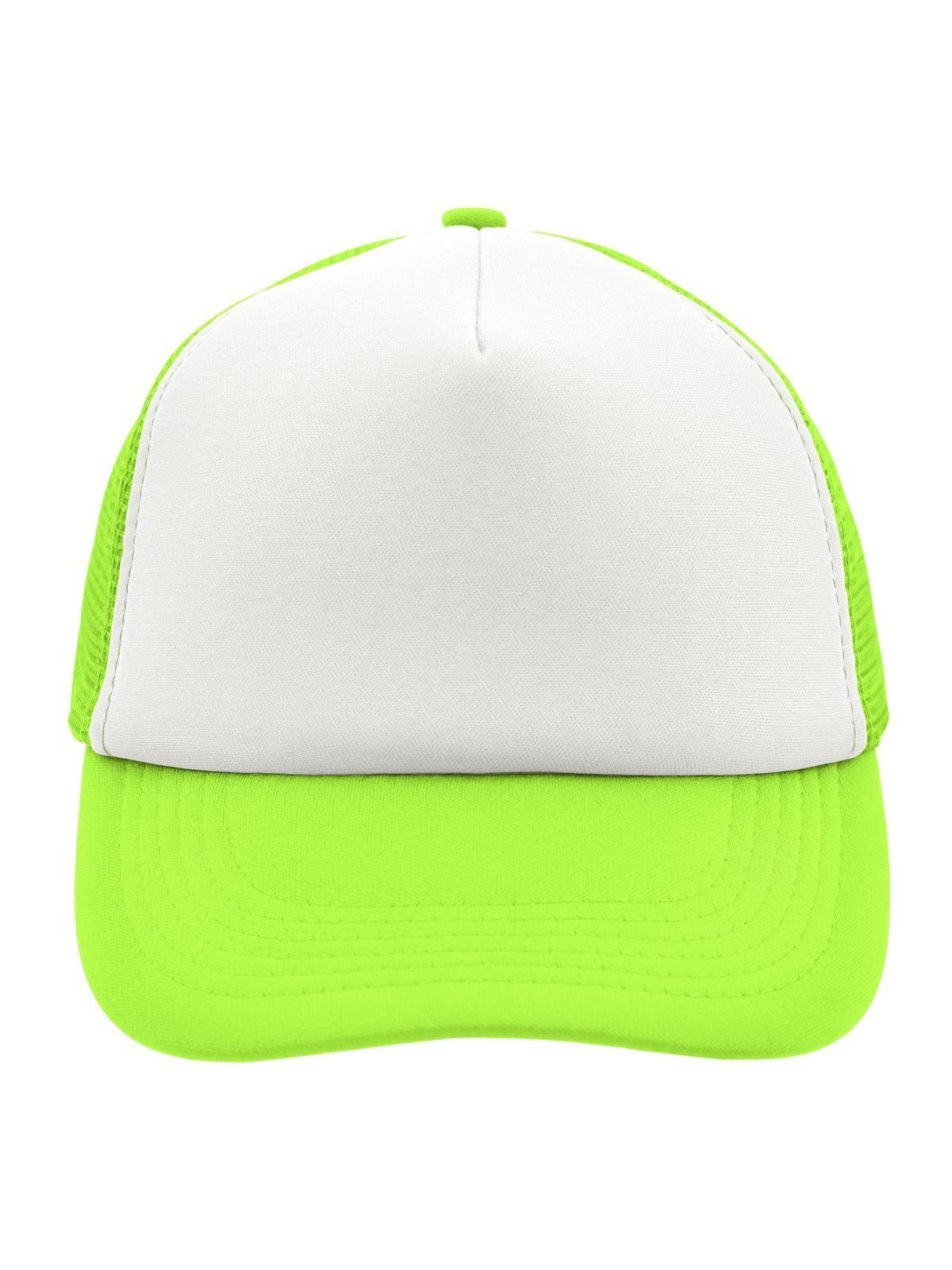 Trucker Caps 5 Panel Polyester Mesh Cap Weiß/neon-yellow bestickbar und bedruckbar – LA1970