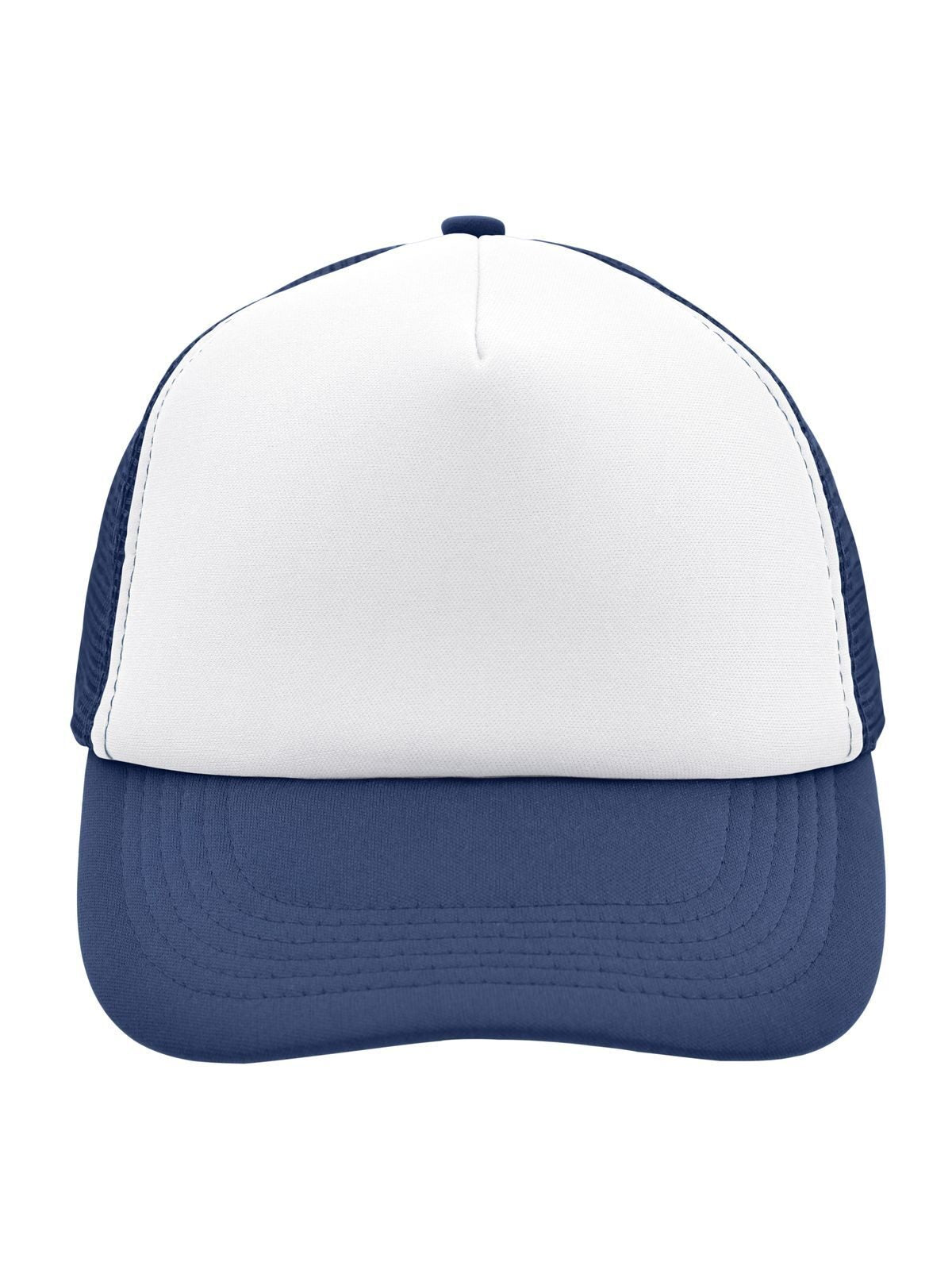 Trucker Caps 5 Panel Polyester Mesh Cap Weiß/Marineblau bestickbar und bedruckbar – LA1970