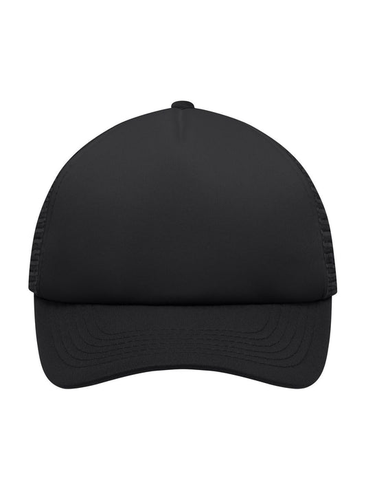 Trucker Caps 5 Panel Polyester Mesh Cap for Kids Schwarz/Schwarz bestickbar und bedruckbar – LA1970