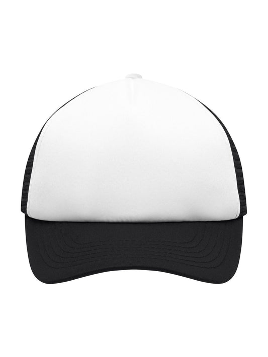 Trucker Caps 5 Panel Polyester Mesh Cap for Kids Weiß/Schwarz bestickbar und bedruckbar – LA1970