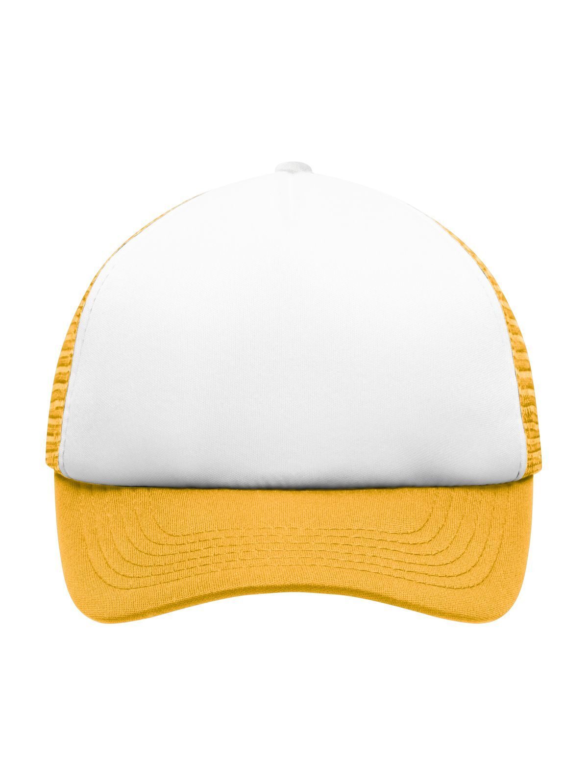 Trucker Caps 5 Panel Polyester Mesh Cap for Kids Weiß/gold-yellow bestickbar und bedruckbar – LA1970