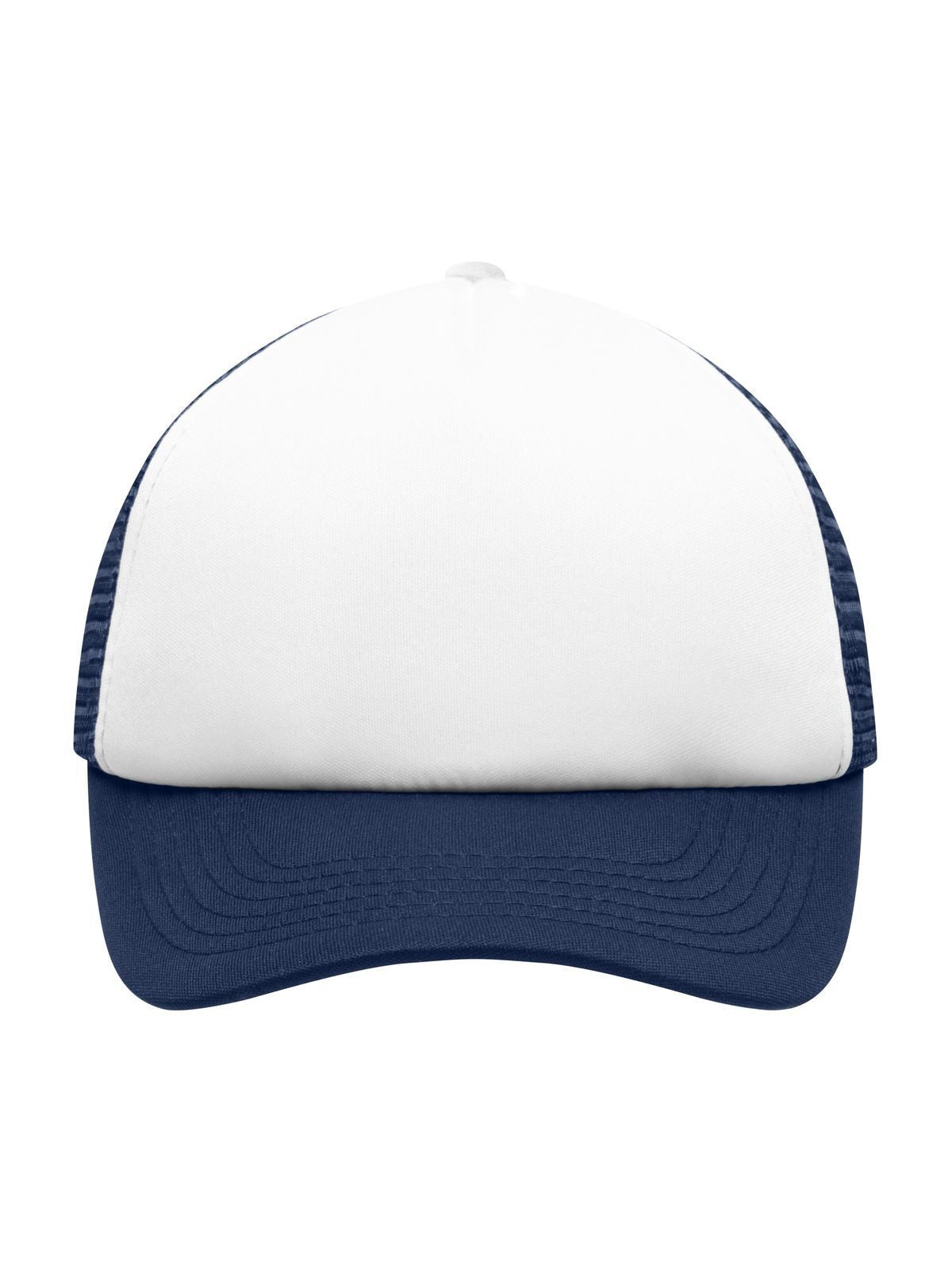 Trucker Caps 5 Panel Polyester Mesh Cap for Kids Weiß/Marineblau bestickbar und bedruckbar – LA1970