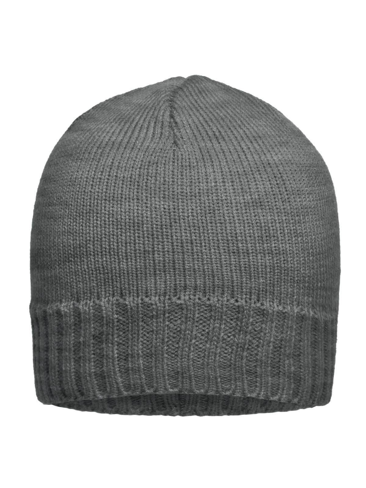 Beanies Rib-Beanie dark-Grau melange bestickbar und bedruckbar – LA1970