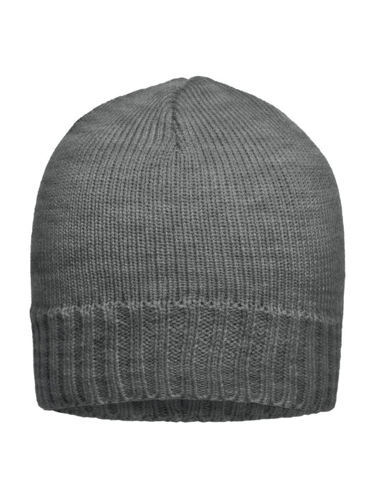 Beanies Rib-Beanie dark-Grau melange bestickbar und bedruckbar – LA1970