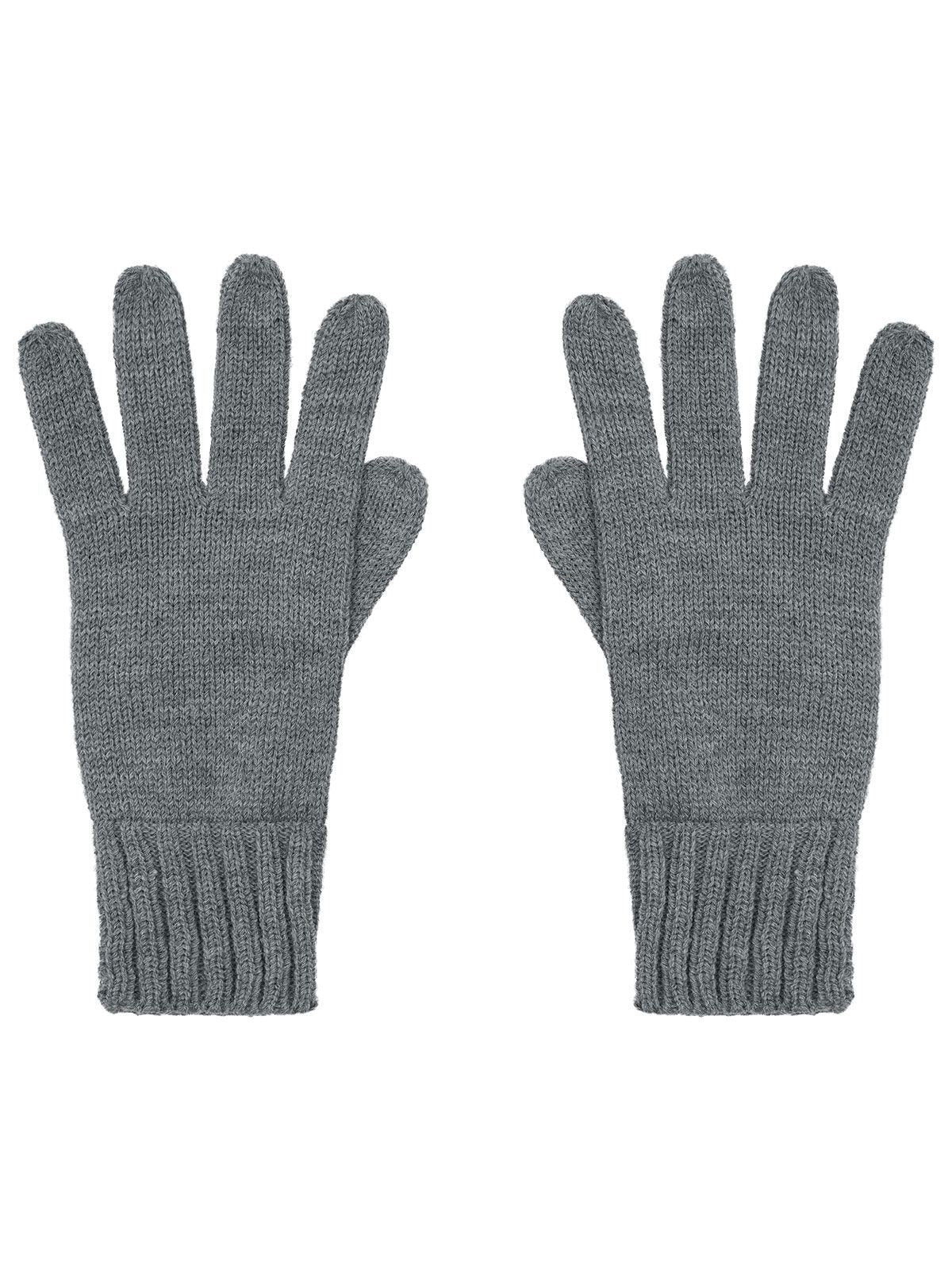 Knitted Gloves Damen Schal / Handschuhe – James & Nicholson – Farbe dark-grey melange – individuell veredelbar