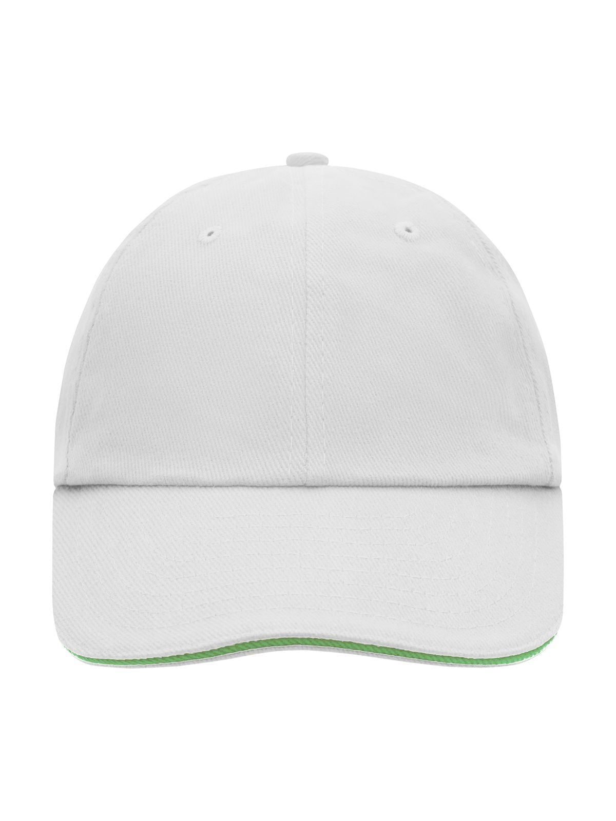 Baseball Caps 6 Panel Raver Sandwich Cap Weiß/lime-green bestickbar und bedruckbar – LA1970