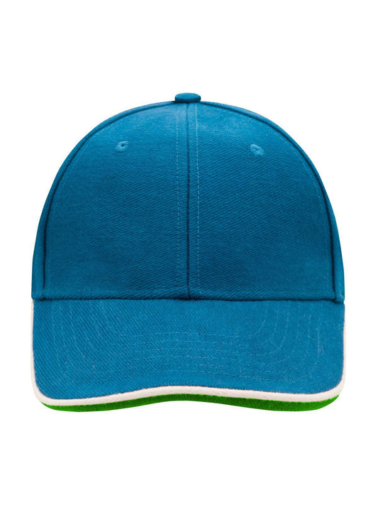 Baseball Caps 6 Panel Double Sandwich Cap azur/Weiß/green bestickbar und bedruckbar – LA1970
