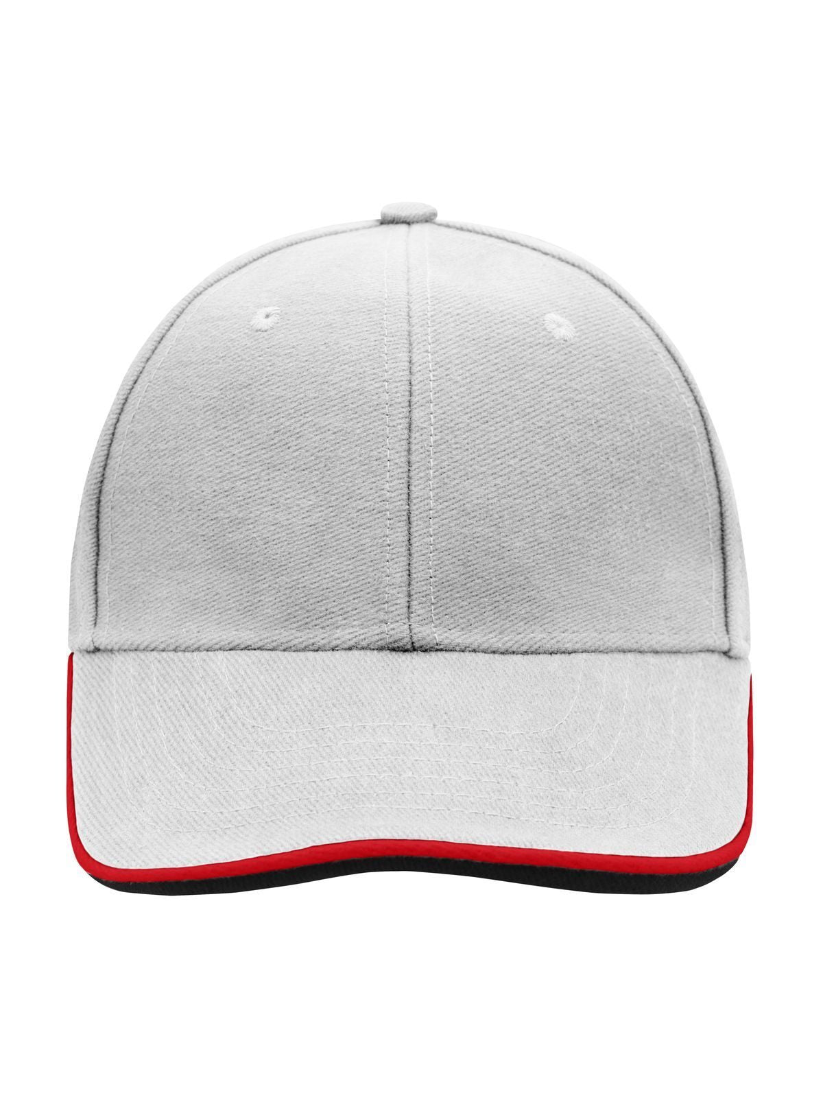 Baseball Caps 6 Panel Double Sandwich Cap light-Grau/Rot/Schwarz bestickbar und bedruckbar – LA1970