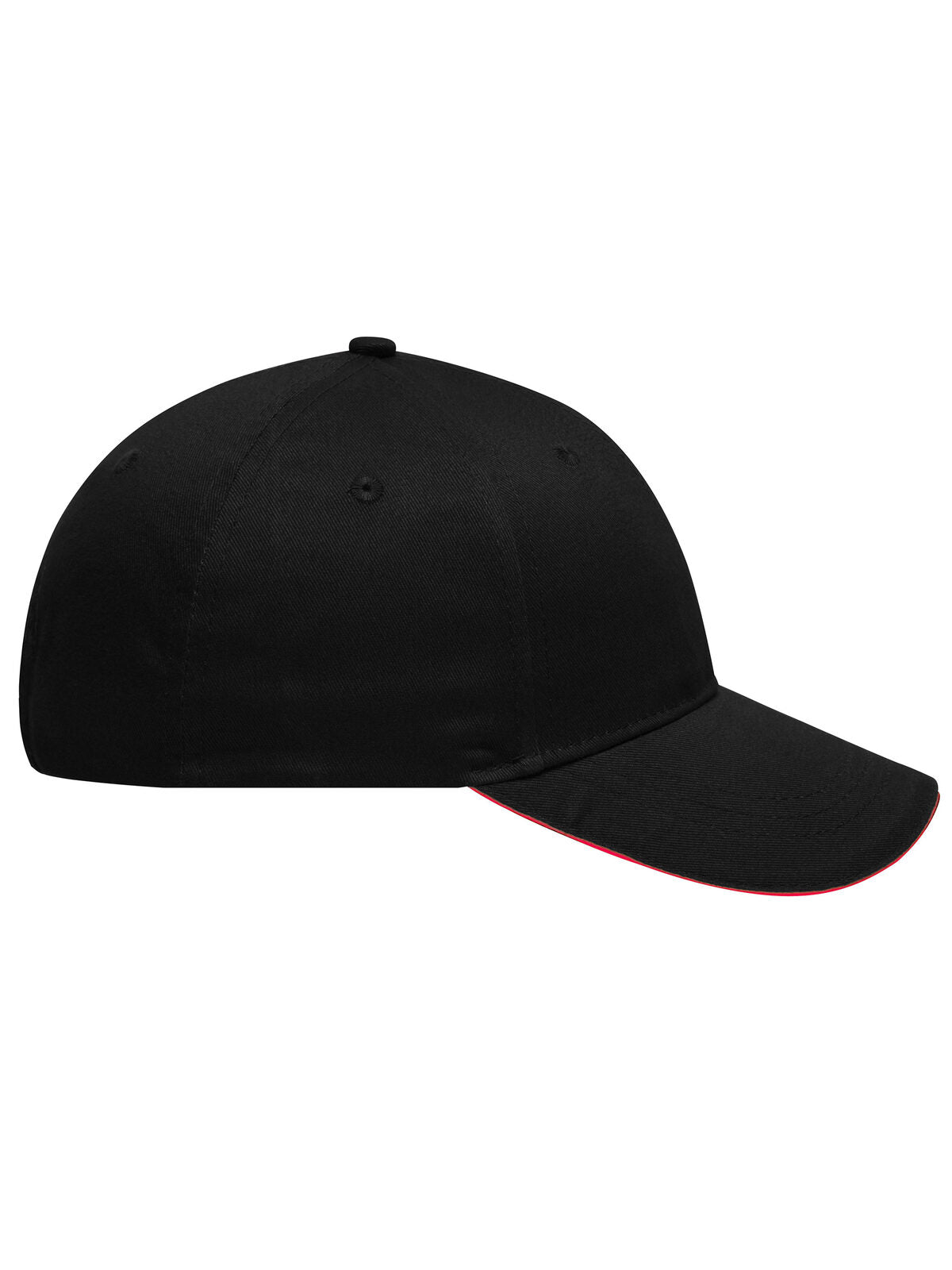 Baseball Cap 6 panel sandwich cap with brushed surface – individuell veredelbar | LA1970 in black/red