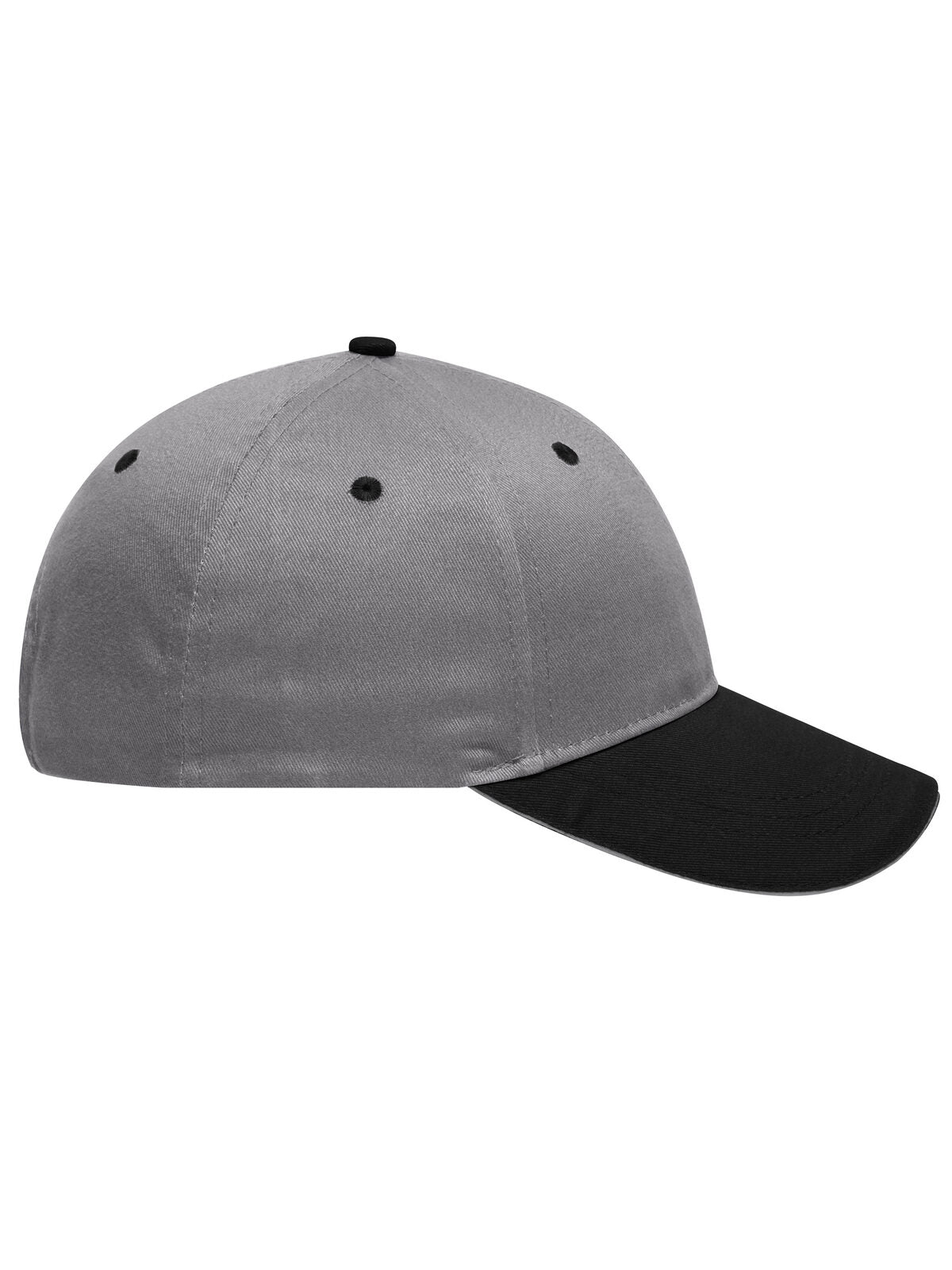 Baseball Cap 6 panel sandwich cap with brushed surface – individuell veredelbar | LA1970 in light-grey/black/light-grey