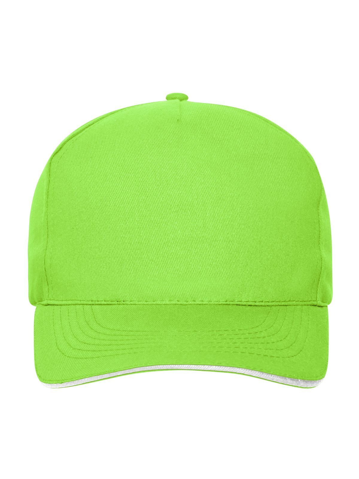 Baseball Caps 5 Panel Sandwich Cap Bio Cotton lime-green/Weiß bestickbar und bedruckbar – LA1970