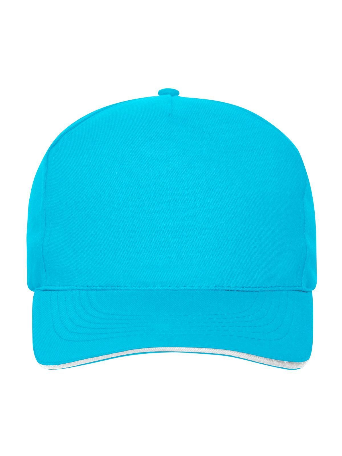 Baseball Caps 5 Panel Sandwich Cap Bio Cotton turquoise/Weiß bestickbar und bedruckbar – LA1970