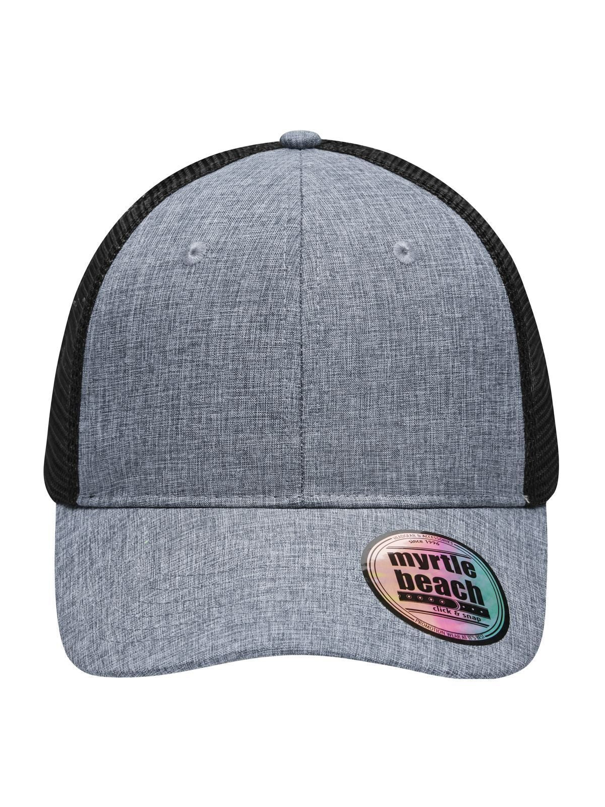 Trucker Caps 6 Panel Mesh Cap Melange Grau-melange/Schwarz bestickbar und bedruckbar – LA1970