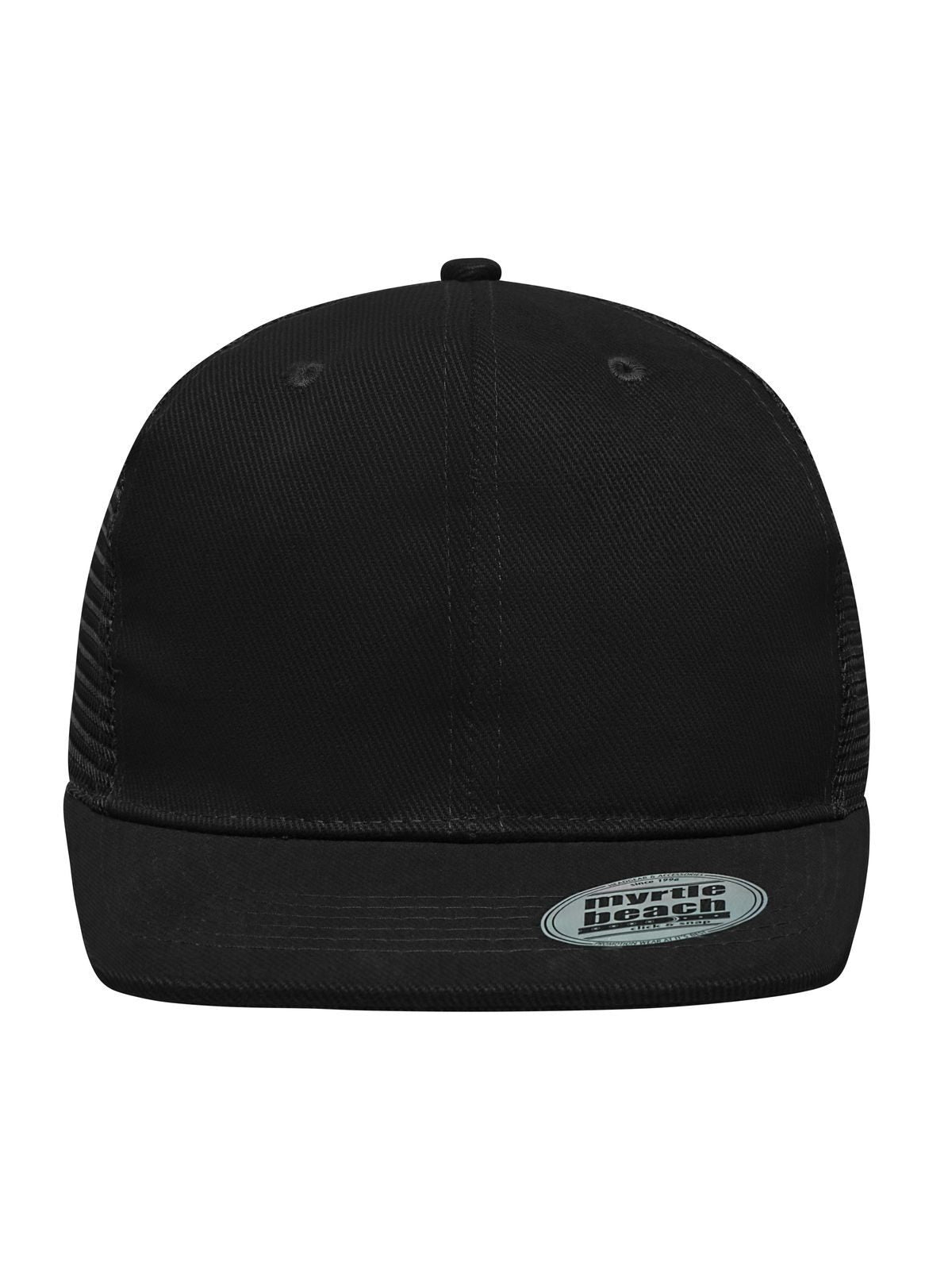 Trucker Caps 6 Panel Flat Peak Cap Schwarz bestickbar und bedruckbar – LA1970