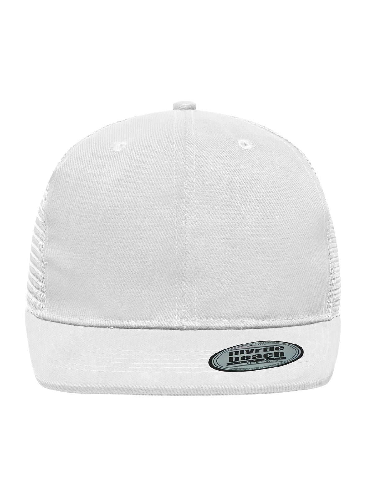 Trucker Caps 6 Panel Flat Peak Cap Weiß bestickbar und bedruckbar – LA1970