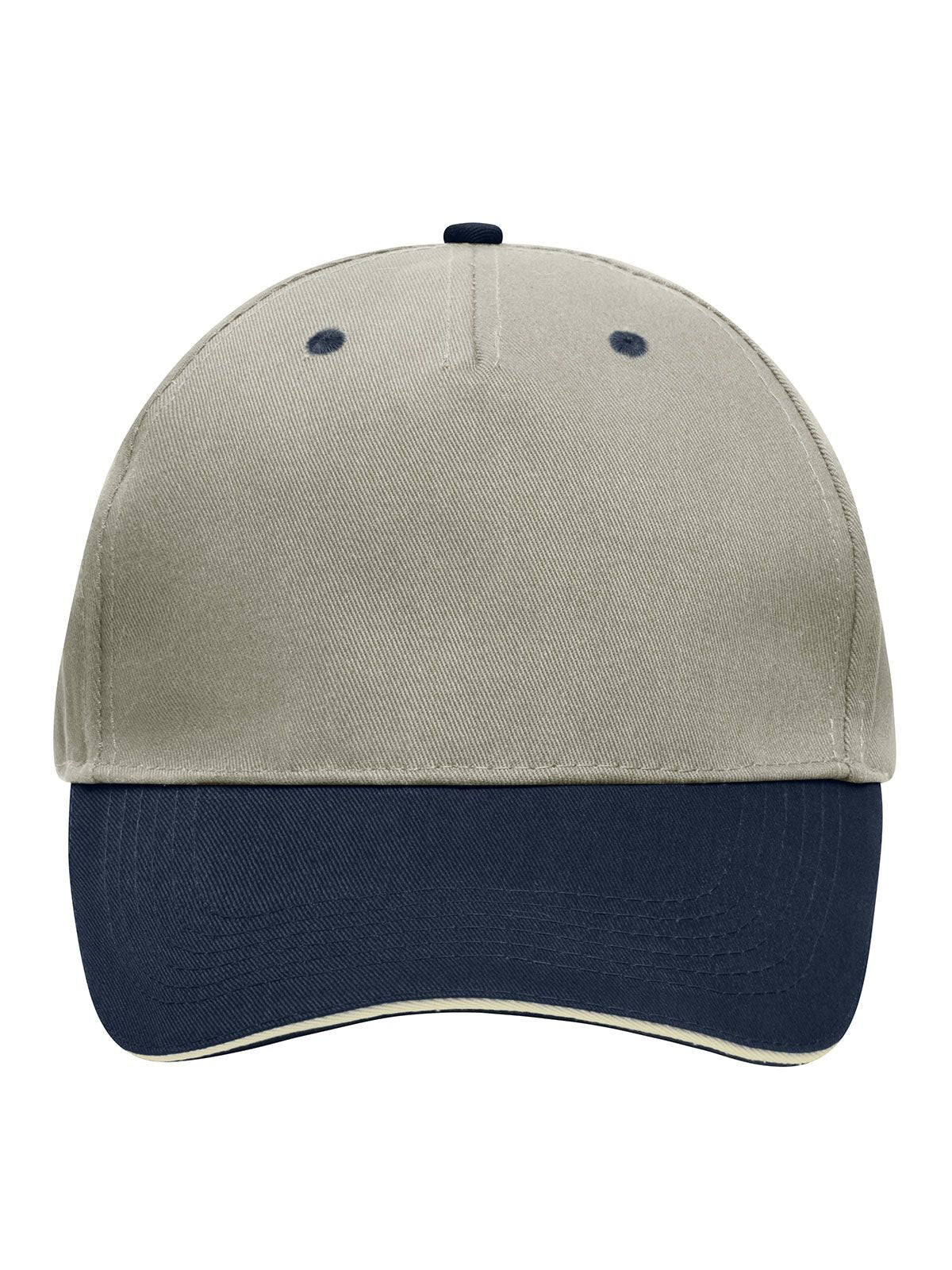 Baseball Caps 5 Panel Sandwich Cap beige/Marineblau/beige bestickbar und bedruckbar – LA1970