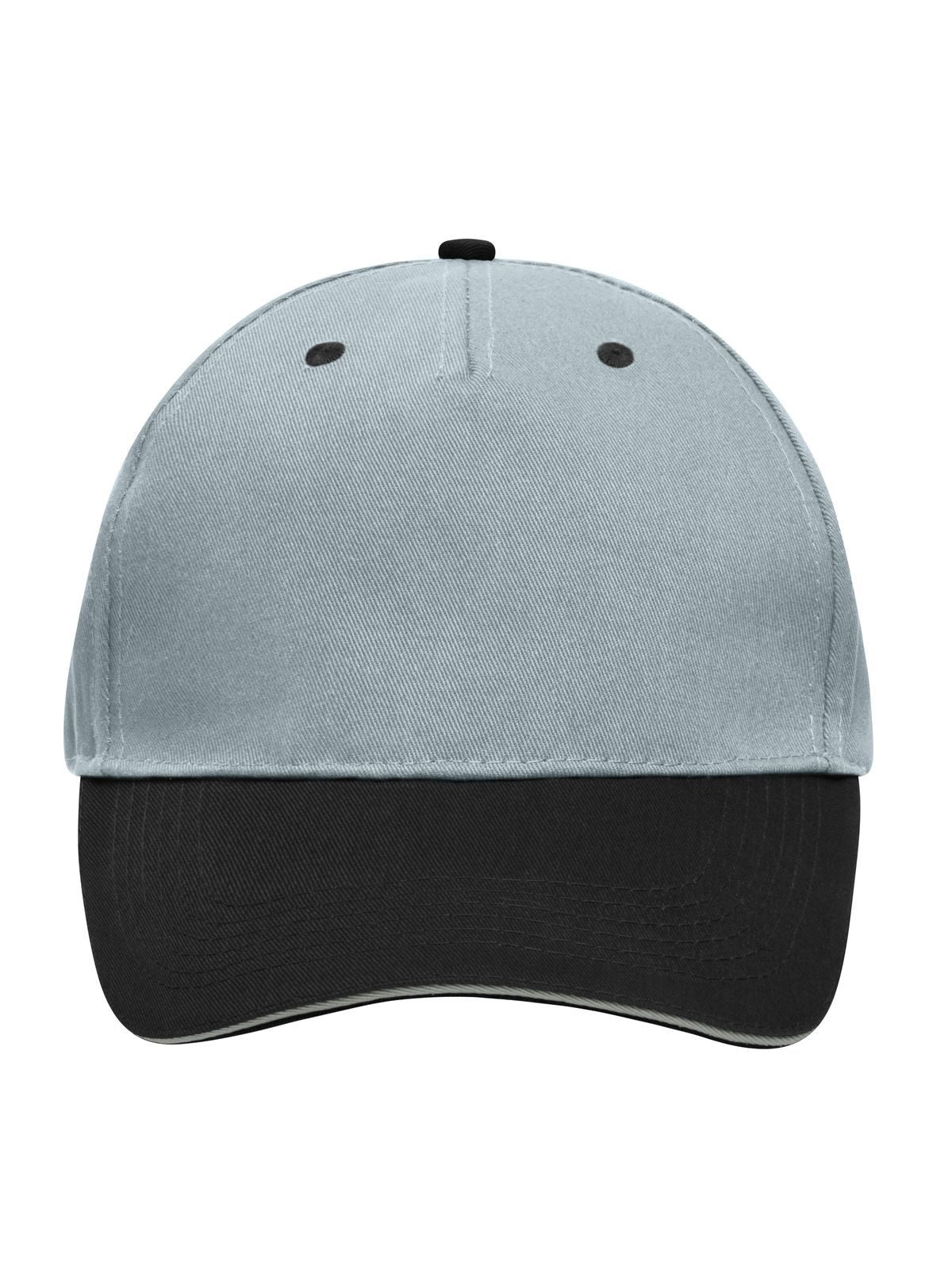 Baseball Caps 5 Panel Sandwich Cap light-Grau/Schwarz/light-Grau bestickbar und bedruckbar – LA1970