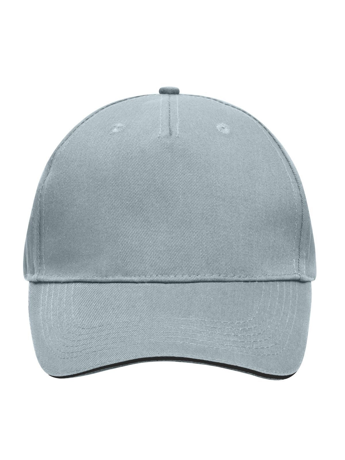 Baseball Caps 5 Panel Sandwich Cap light-Grau/Schwarz bestickbar und bedruckbar – LA1970
