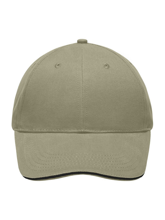 Baseball Caps Light Brushed Sandwich Cap beige/Schwarz bestickbar und bedruckbar – LA1970
